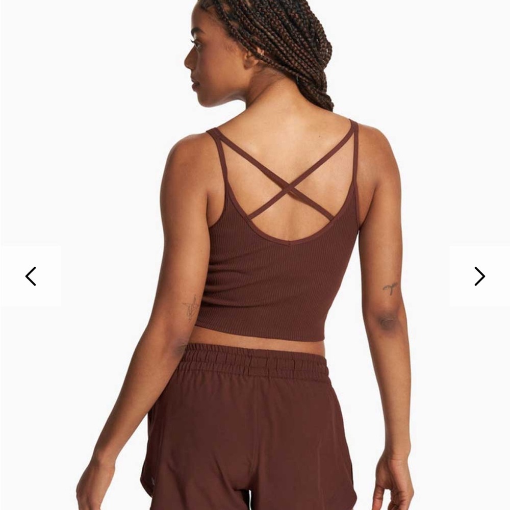 Vuori Ribbed Crop Tank | Berry Color | Ships Next Day - Picture 10 of 10